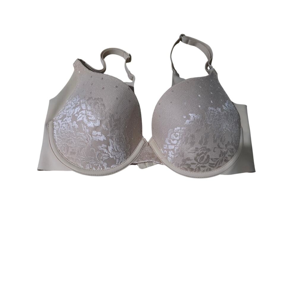 Maidenform Bra 38B Womens Padded Underwired Tan Lace Overlay Adjustable Straps